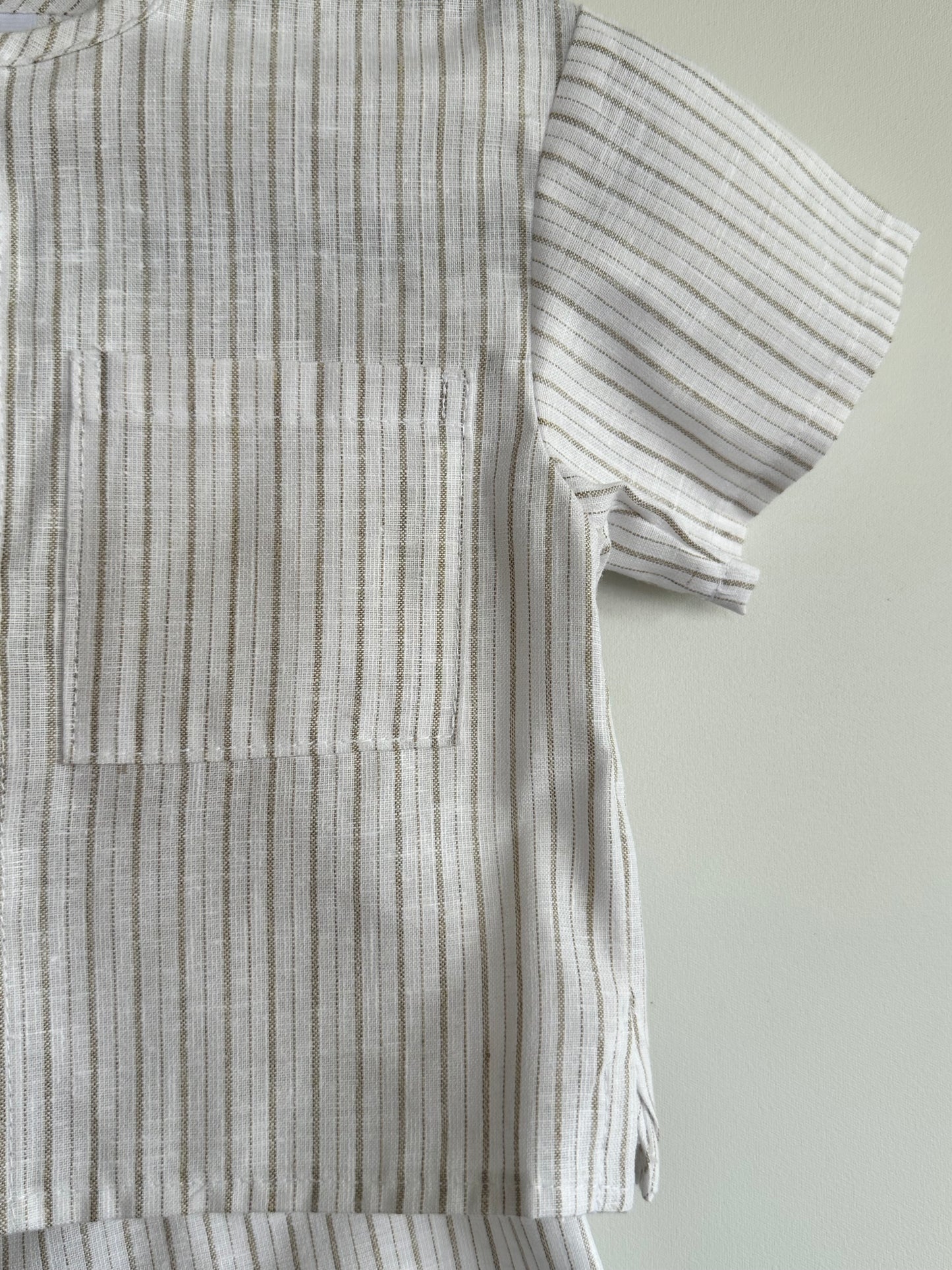 Conjunto camisa y bombacho rayas beige