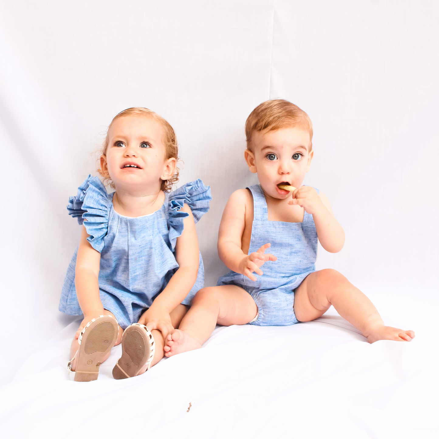 Bombacho peto azul lino