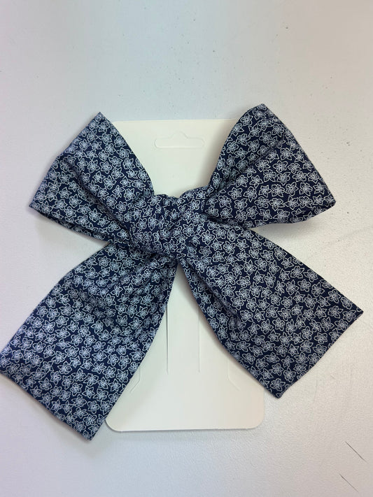 Moño florecitas azules