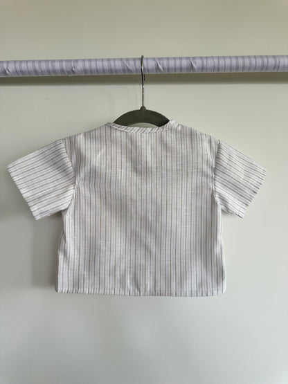 Conjunto camisa y bombacho rayas beige