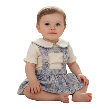 Conjunto bombacho flores con tirantes y blusa