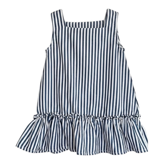 Vestido a rayas azul marino.